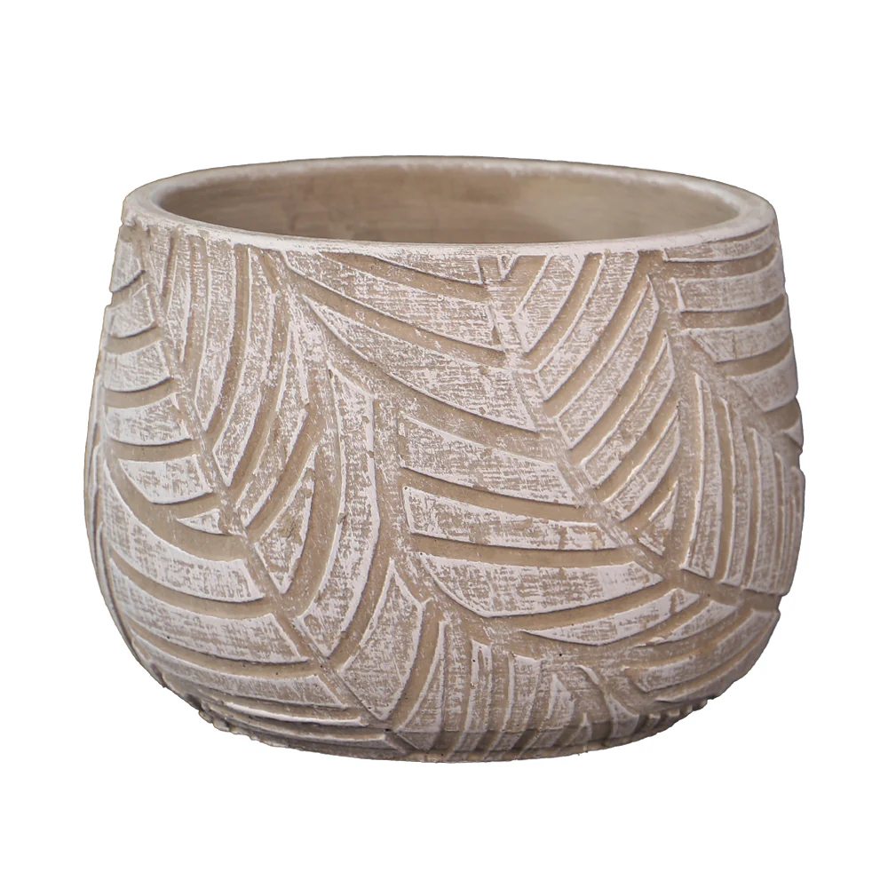 Leaves Design Round Cement Vase - Image 7
