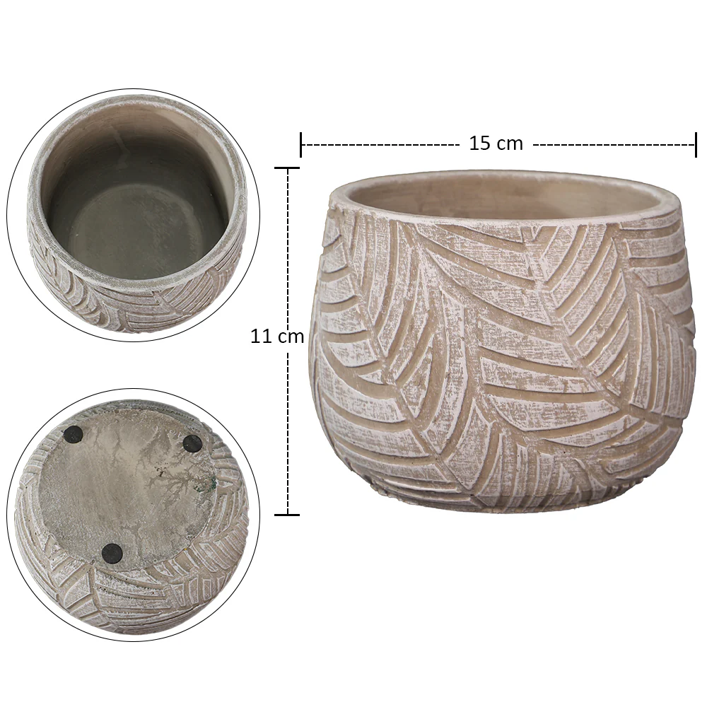 Leaves Design Round Cement Vase - Image 8