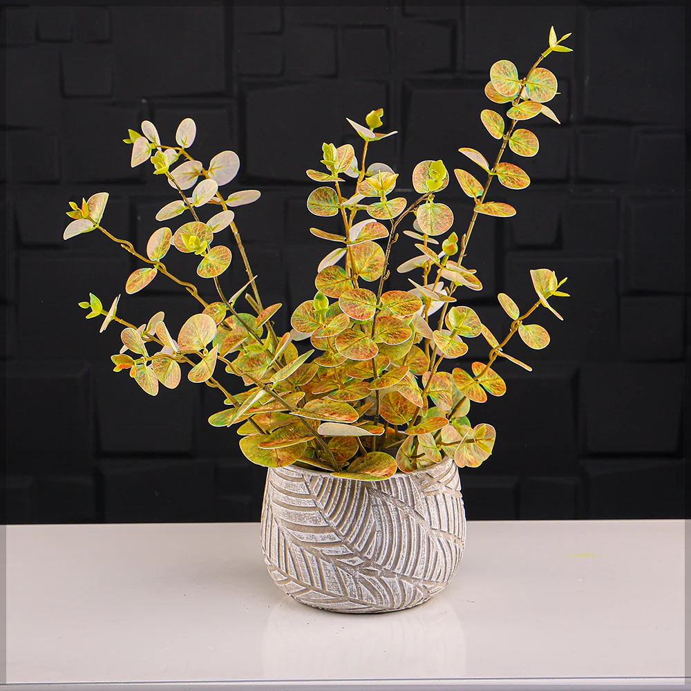 Leaves Design Round Cement Vase - Image 9
