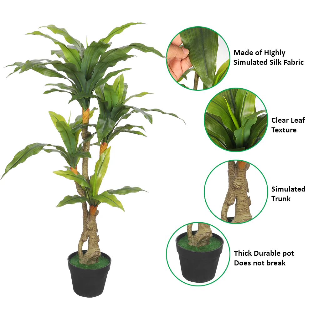 Lifelike Artificial Dracaena Tree(with black nursery pot) - Image 4