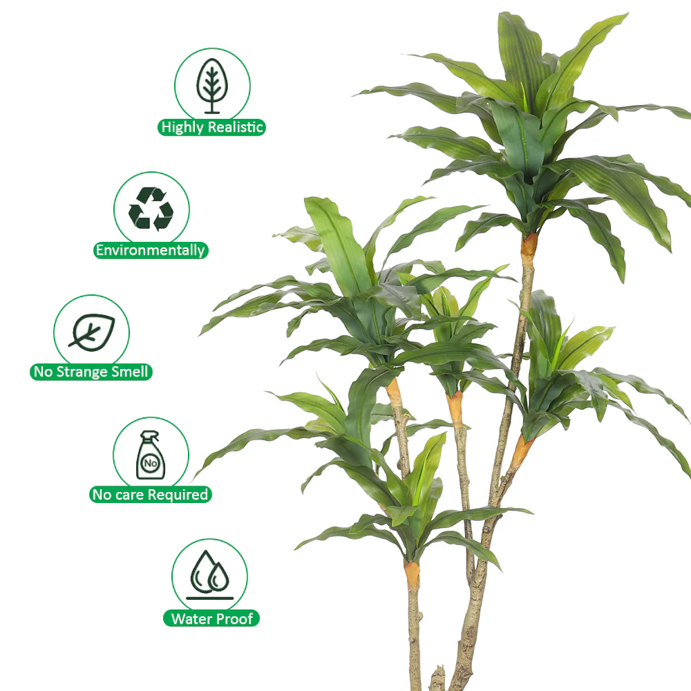 Lifelike Artificial Dracaena Tree(with black nursery pot) - Image 9