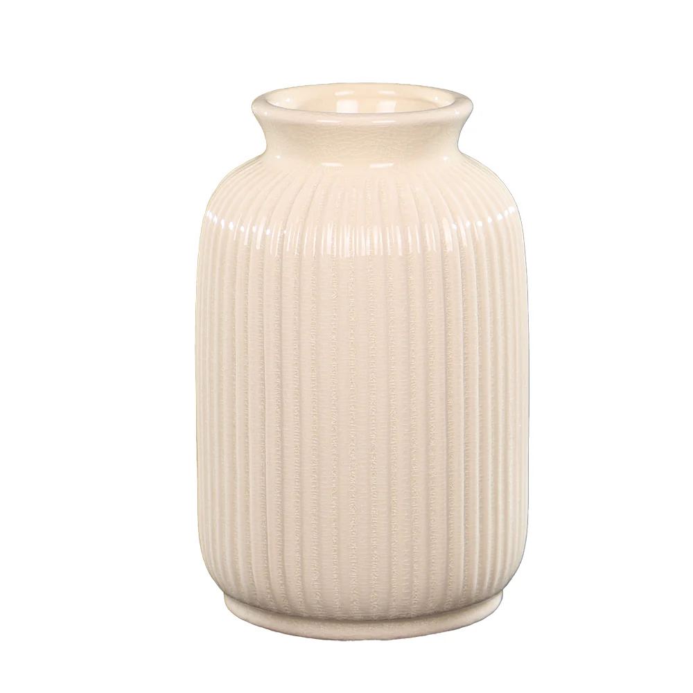 Line Design Cream Ceramic Vase - Image 4