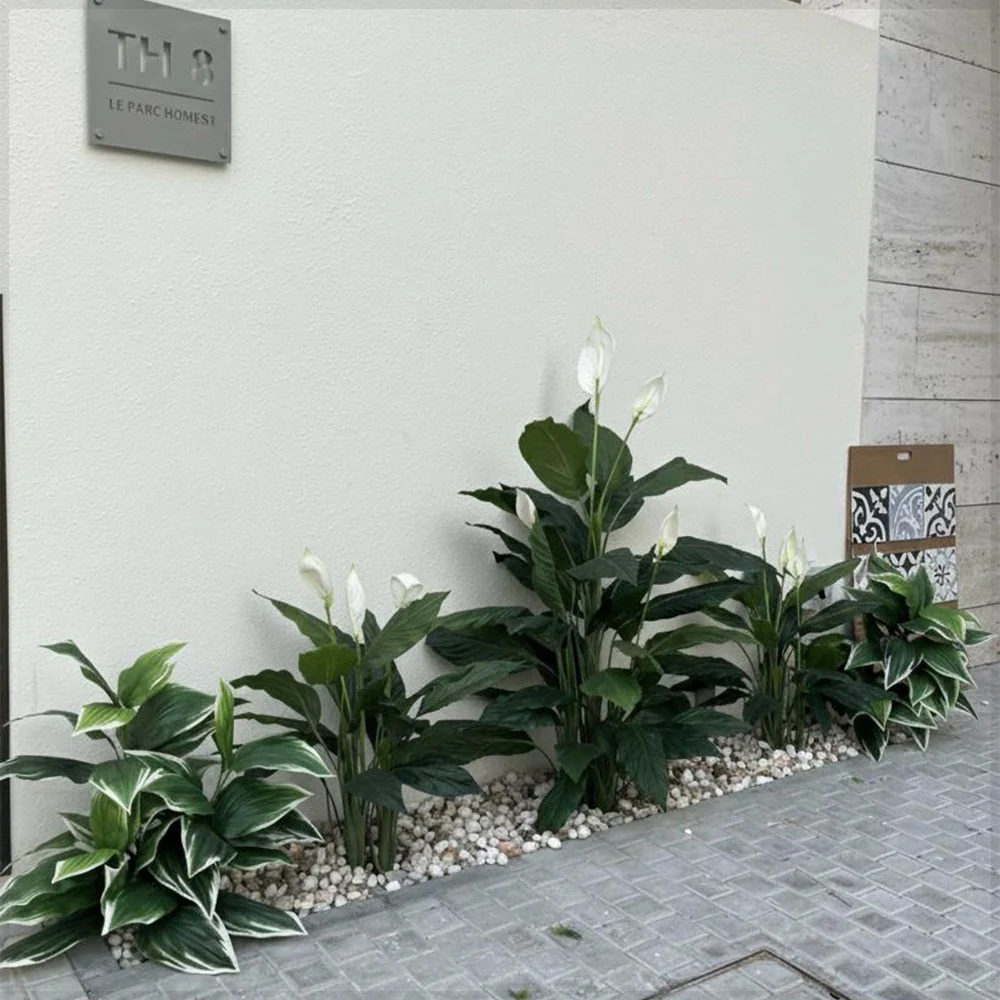 Lush Vertical Garden Wall with Floral Accents with Minimalist Outdoor Planter with Elegant Green Foliage for display purposes only (non-sale) - Image 2