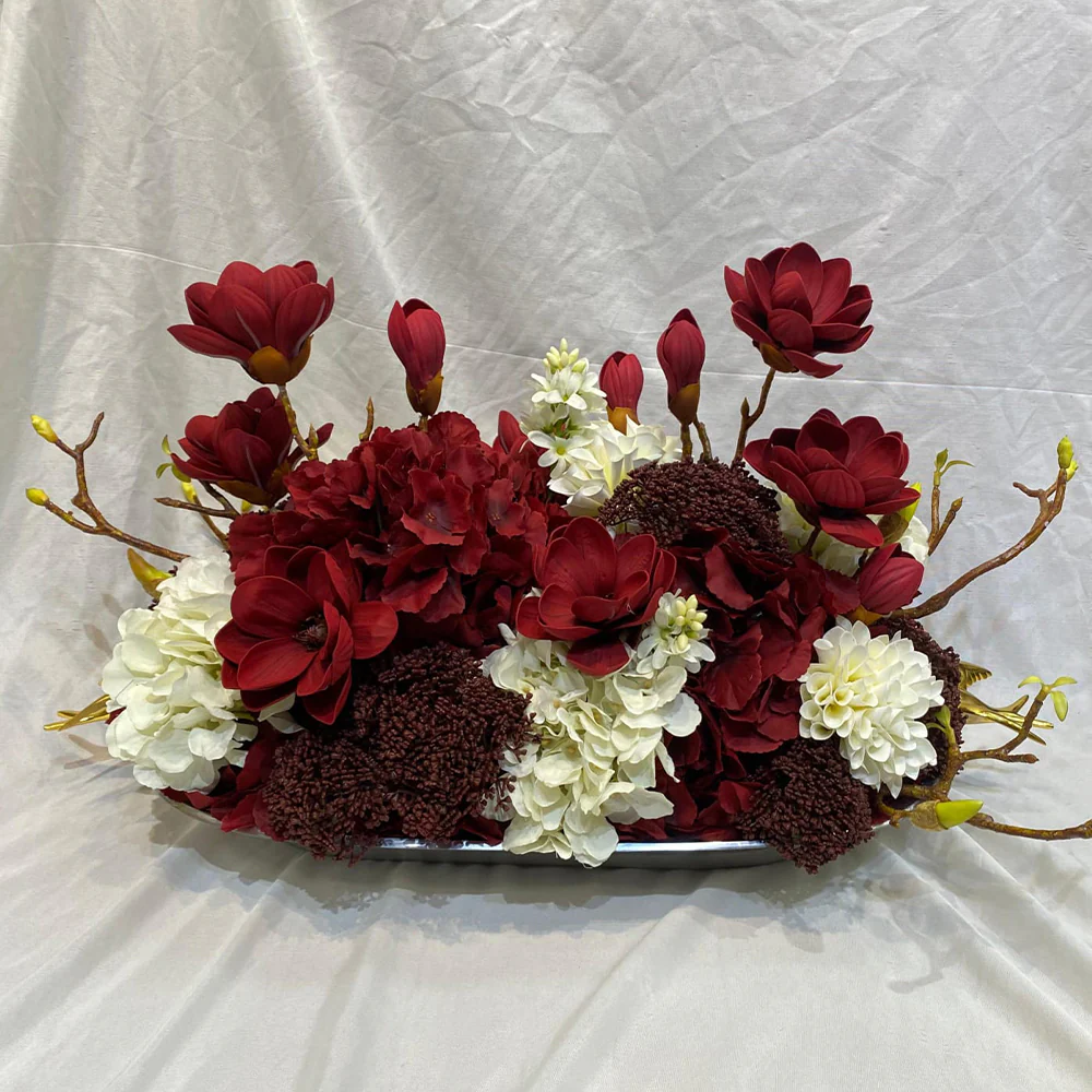 Luxury Burgundy & Ivory Floral Arrangement for display purposes only (non-sale) - Image 3