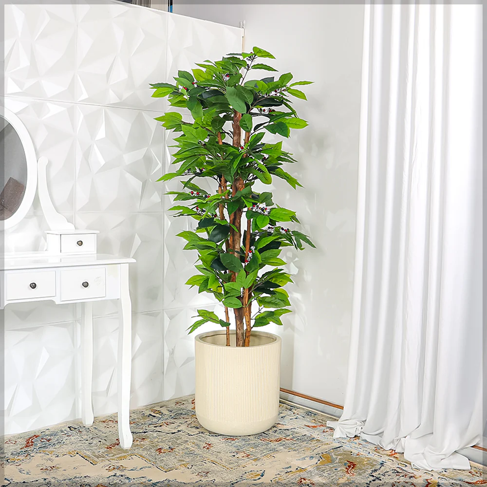 Magnesium Oxide Round Ribbed Planter - Image 13