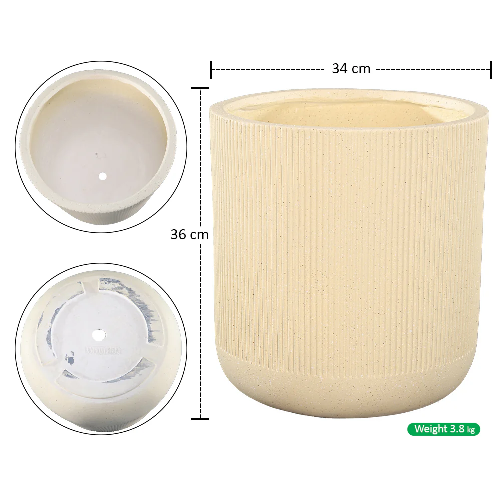 Magnesium Oxide Round Ribbed Planter - Image 7