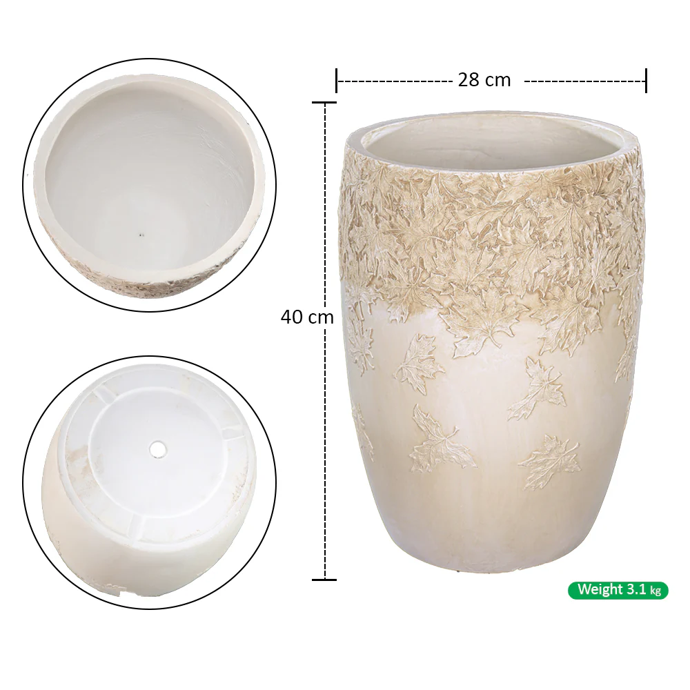 Maple Leaf Design Concrete Pot - Image 2