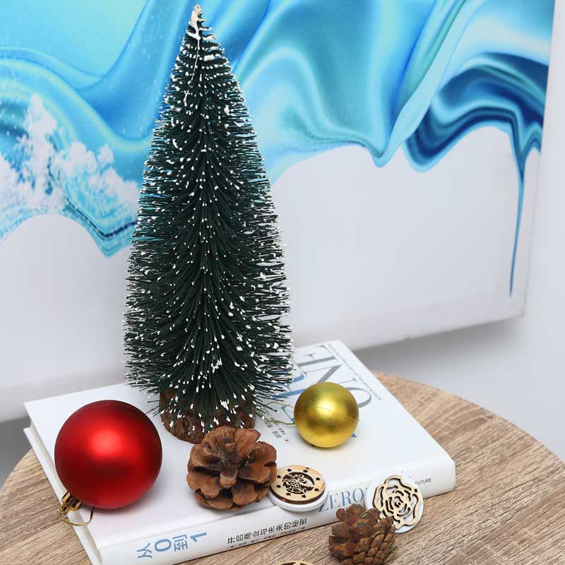Mini Christmas Tree With Wooden Base per Pack/Piece ( other decoration items not included) - Image 8