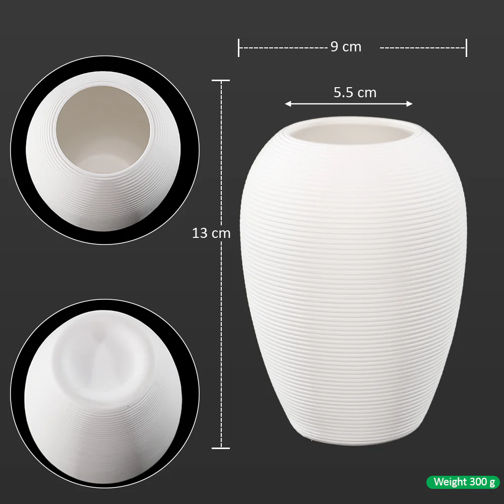 Minimalist White Ribbed Vase - Image 2