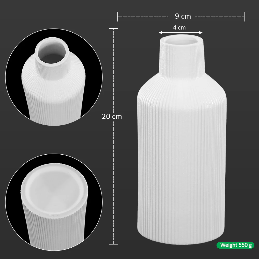 Minimalist White Textured Ceramic Vase – Modern Cylindrical Home Décor - Image 2