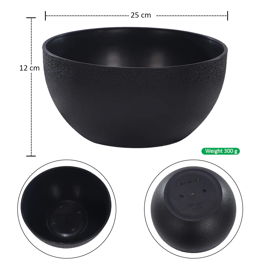 Modern Black Textured Bowl Plastic Vase - Image 2
