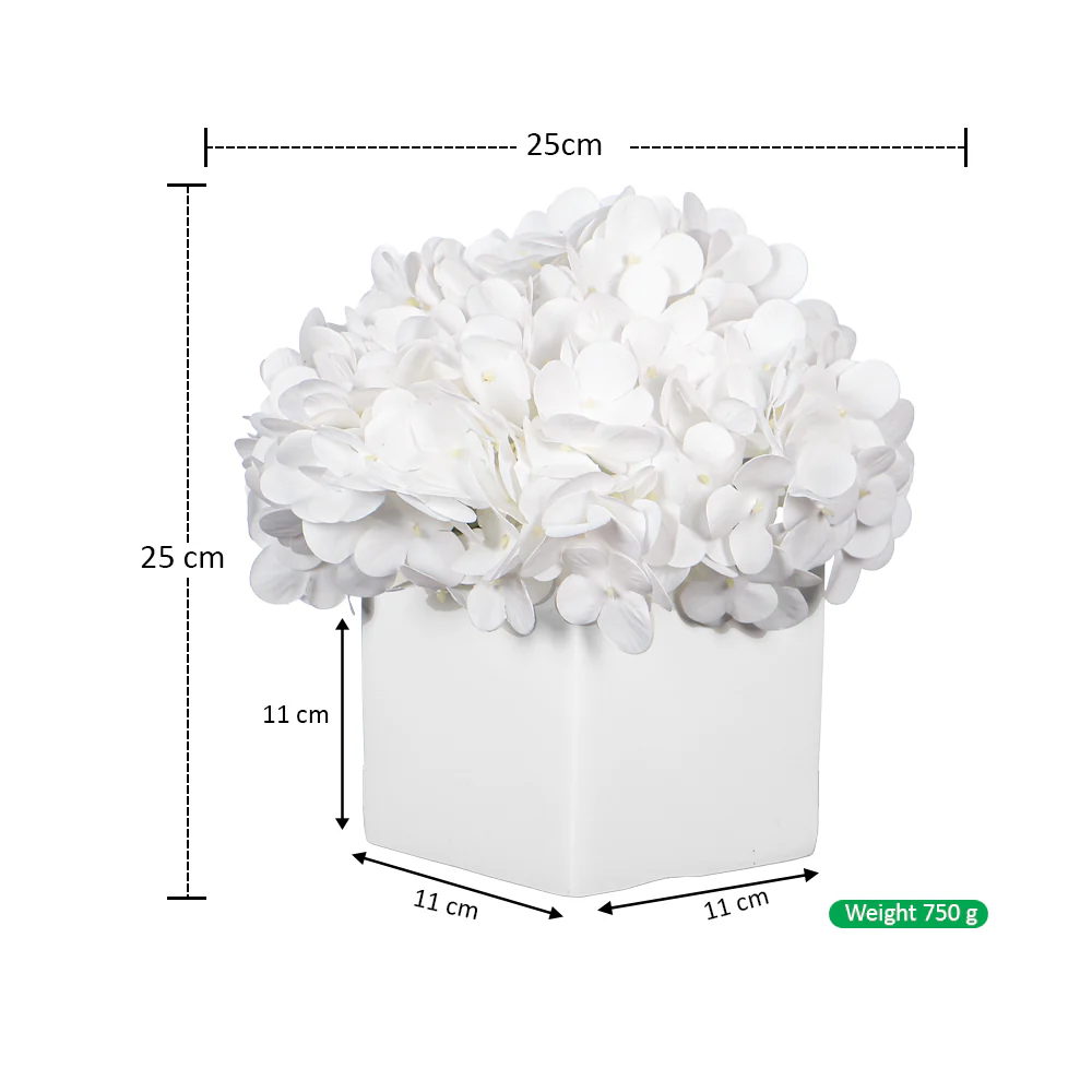 Modern Hydrangea Arrangement in White Cube Vase - Image 20