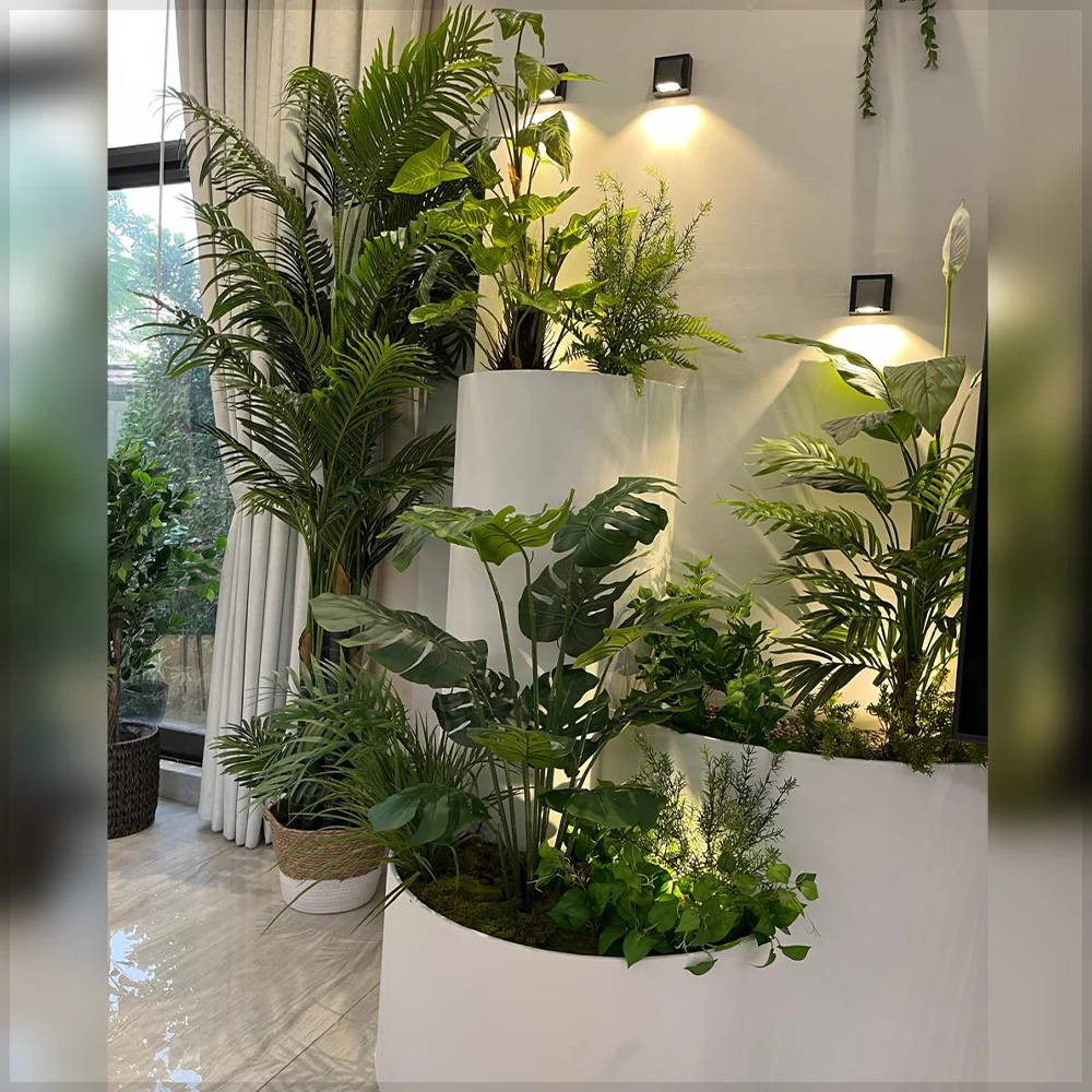 Modern Indoor Green Wall with Floating TV Display for display purposes only (non-sale) - Image 2