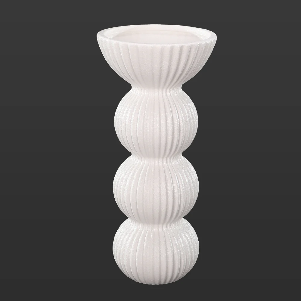Modern Ribbed Ceramic Vase – Sculptural Stacked Design - Image 7