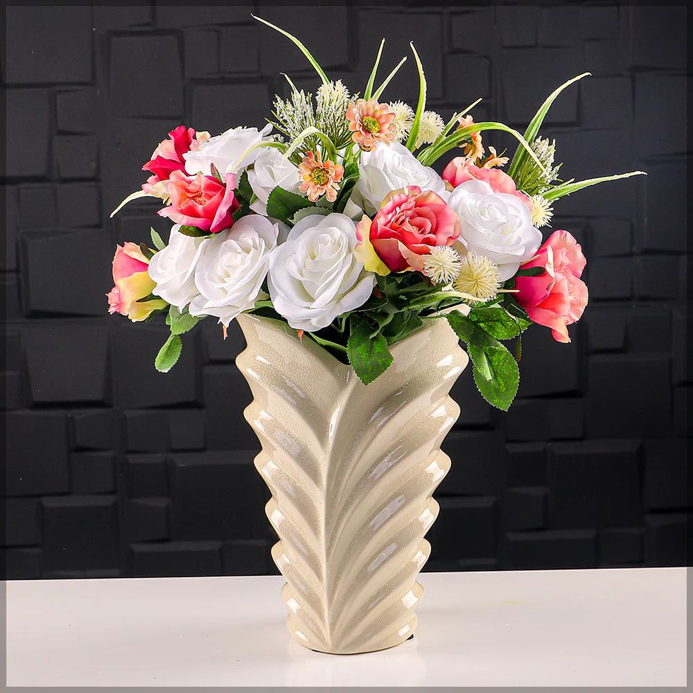 Modern Styles Cream Ceramic Vase - Image 3