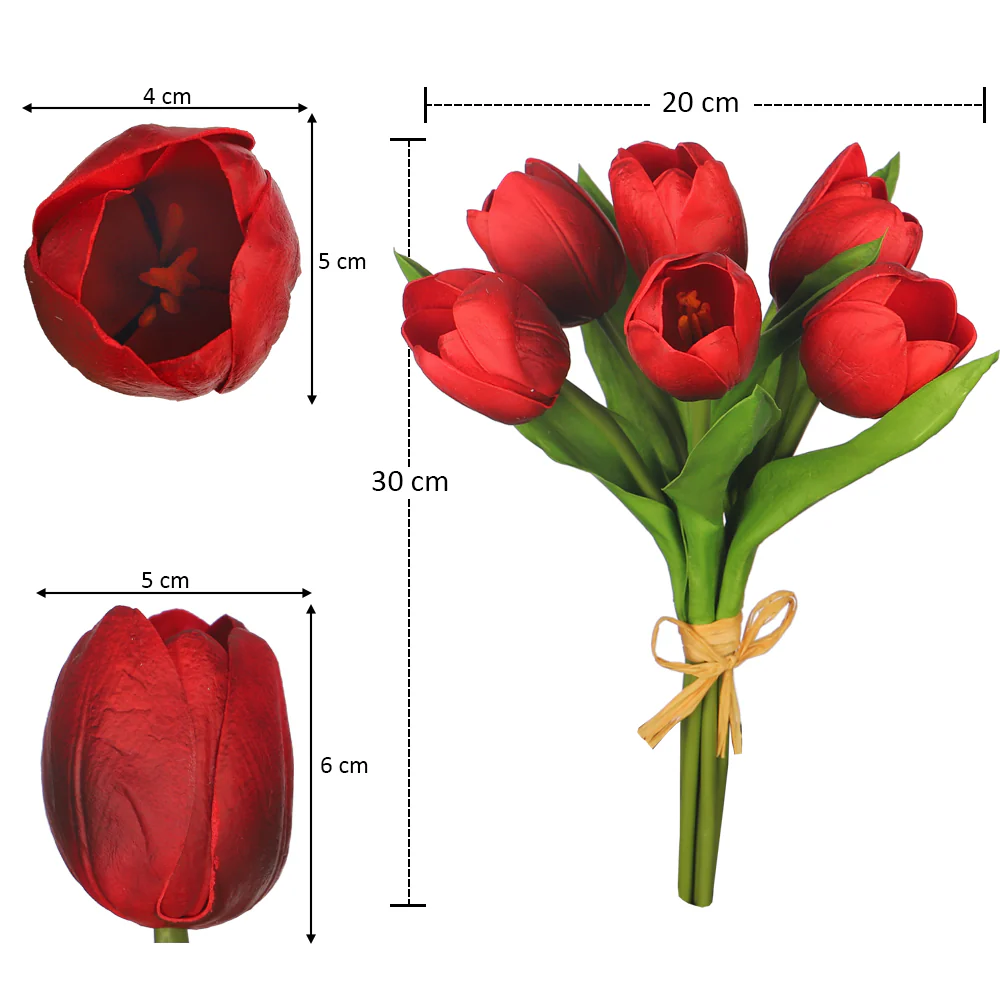 Single Bunch Natural Look Artificial Tulips (without glass vase) - Image 11