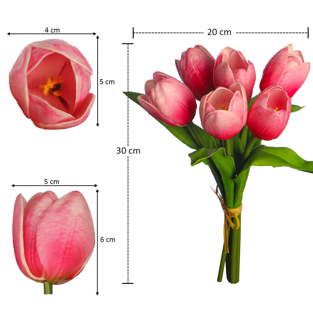 Single Bunch Natural Look Artificial Tulips (without glass vase) - Image 14