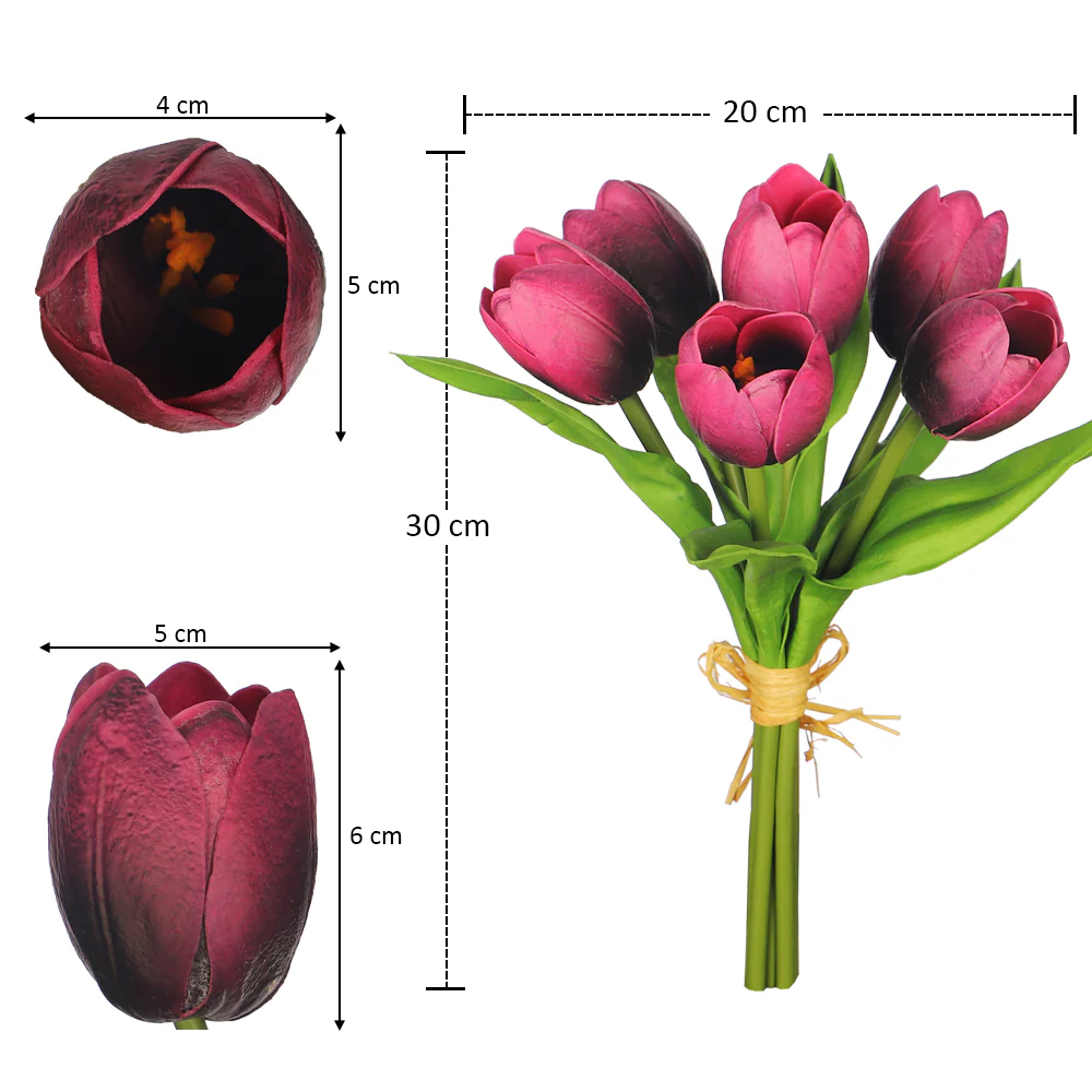 Single Bunch Natural Look Artificial Tulips (without glass vase) - Image 8