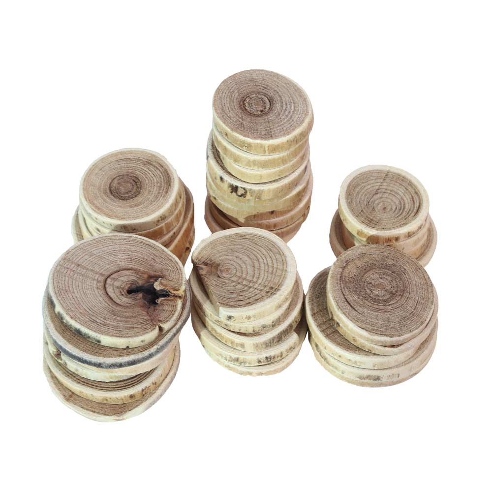 Natural Unfinished Wood Round Slice Chips - Image 8