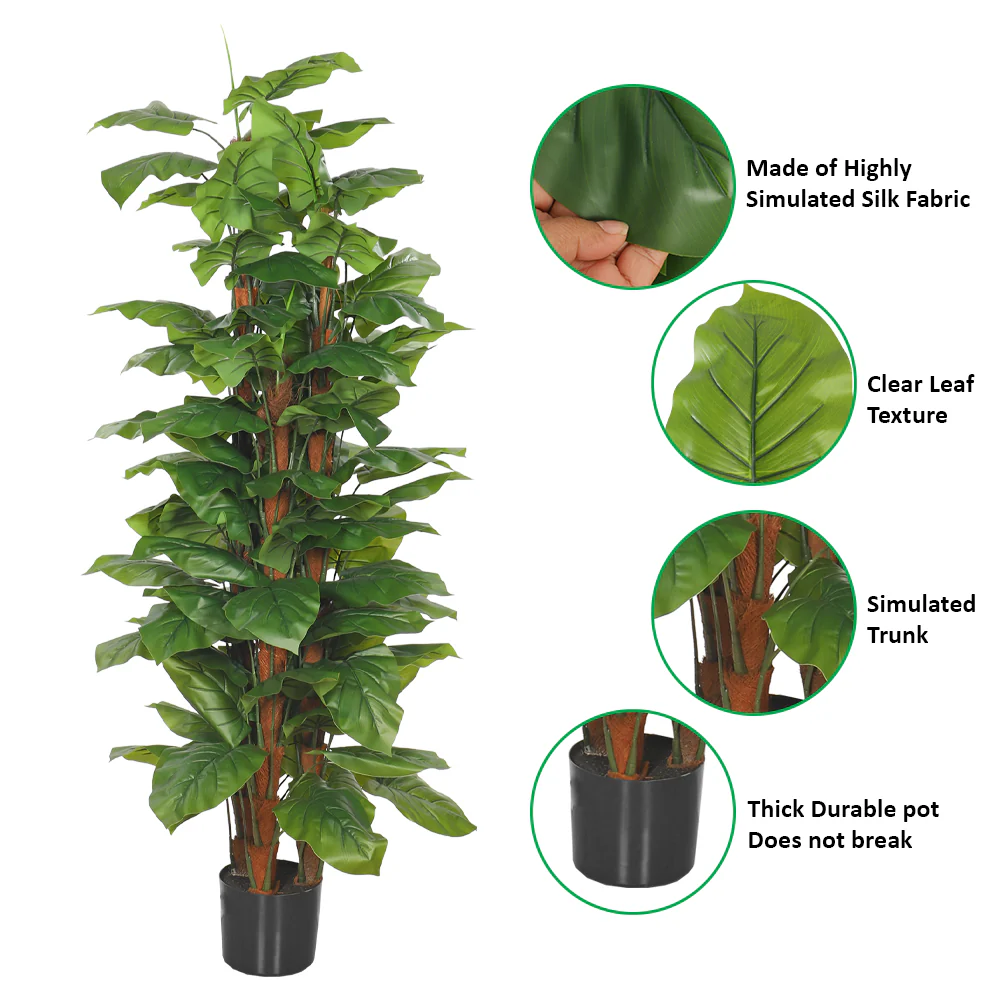Nearly Natural Faux Philodendron Plant (with black nursery pot) - Image 10