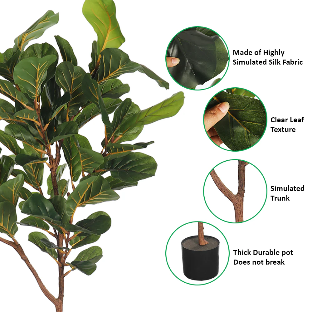 Nearly Natural Fiddle Leaf Plant(with black nursery pot) - Image 5