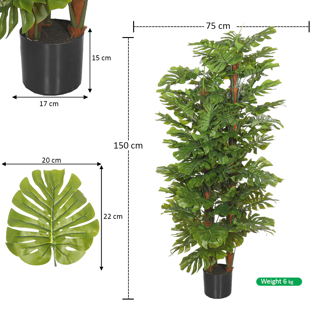 Nearly Natural Faux Monstera Plant(with black nursery pot) - Image 8