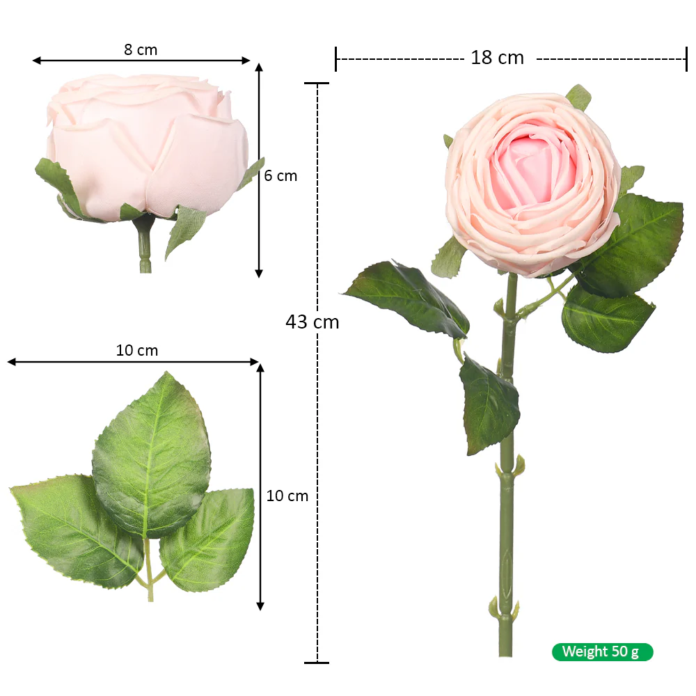 Nearly Natural Single Stem Artificial Rose (without vase) - Image 11