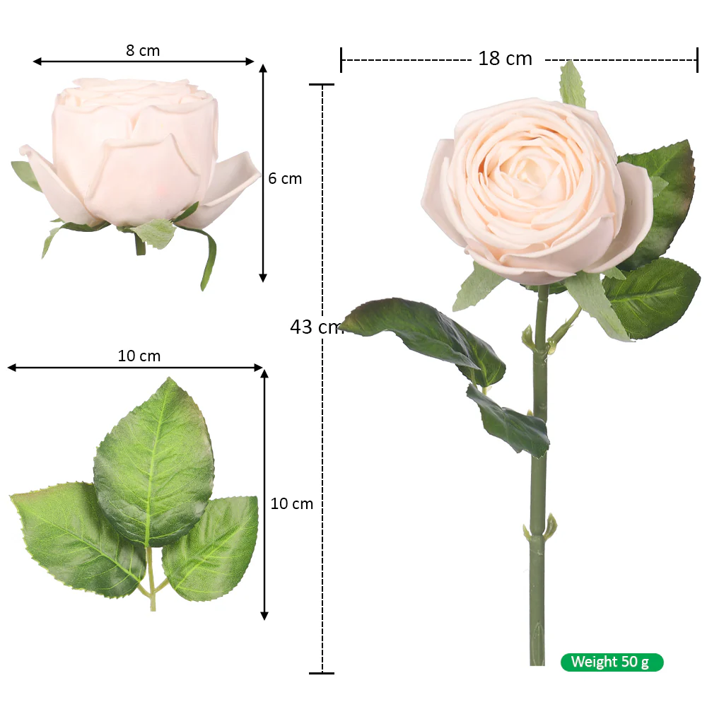 Nearly Natural Single Stem Artificial Rose (without vase) - Image 14