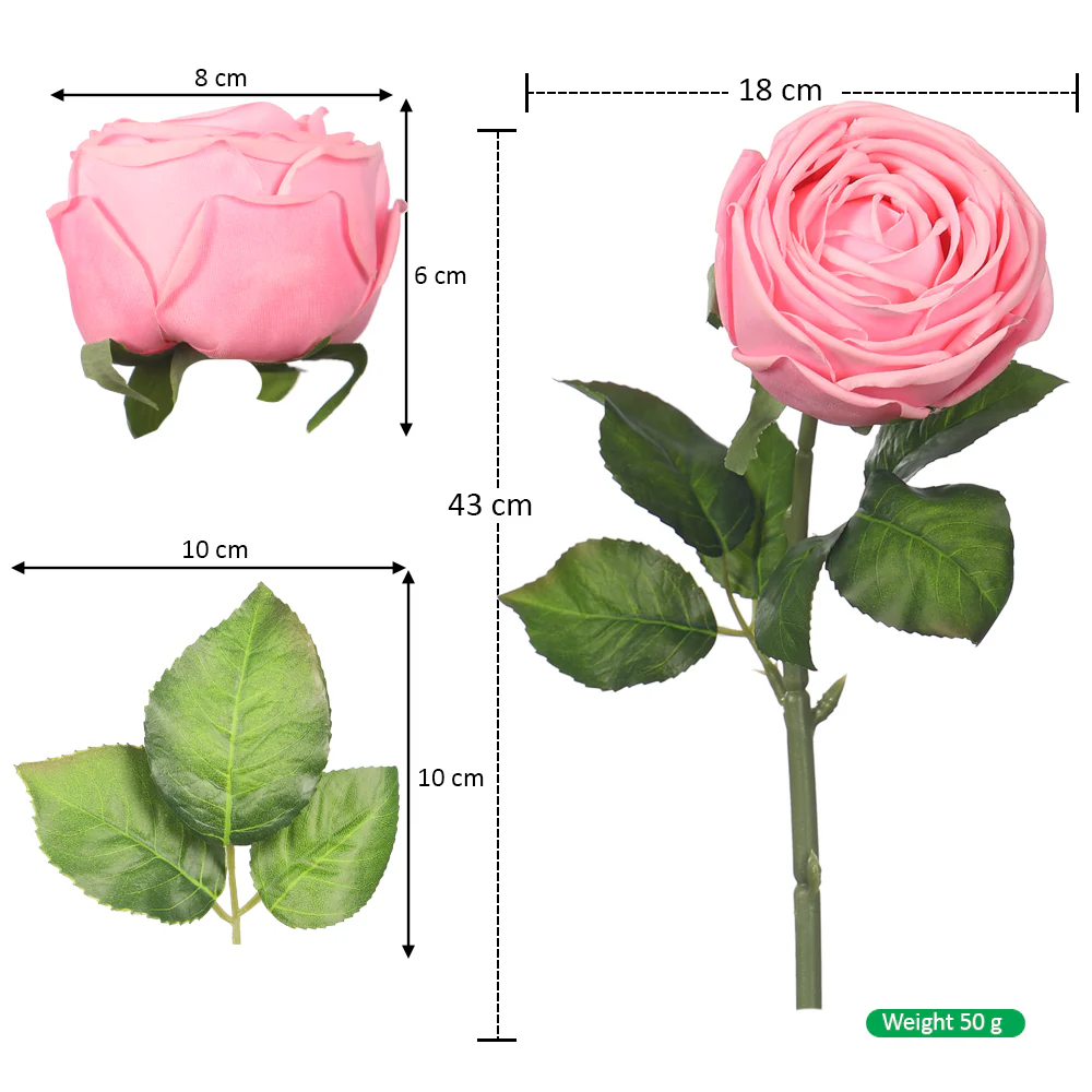 Nearly Natural Single Stem Artificial Rose (without vase) - Image 17