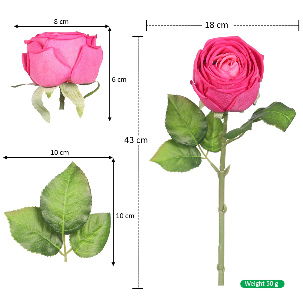 Nearly Natural Single Stem Artificial Rose (without vase) - Image 2