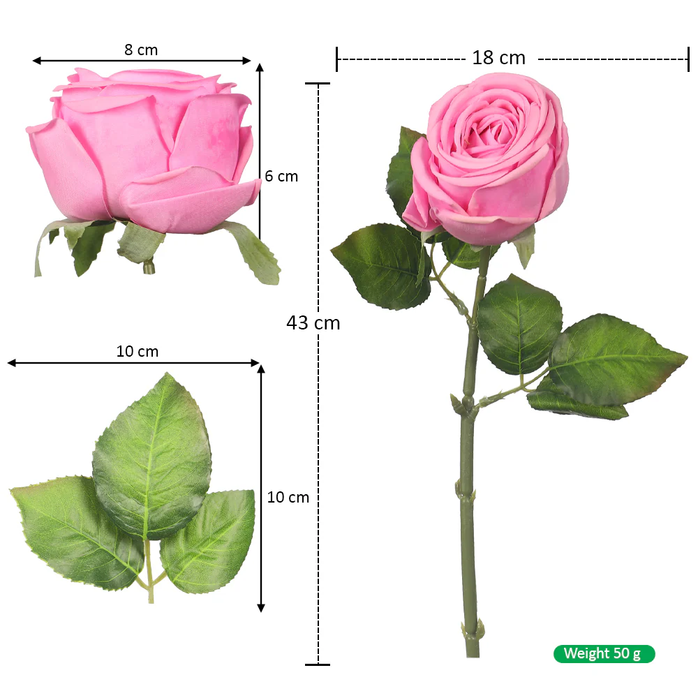 Nearly Natural Single Stem Artificial Rose (without vase) - Image 23