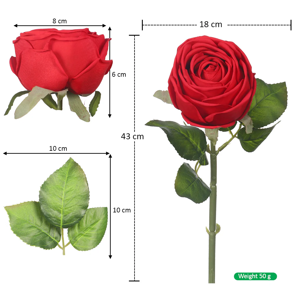 Nearly Natural Single Stem Artificial Rose (without vase) - Image 26