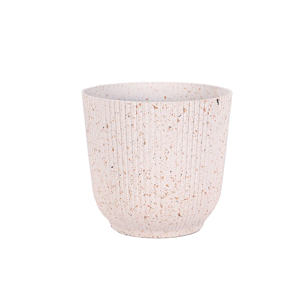 New White Modern Rib Design Plastic Pot