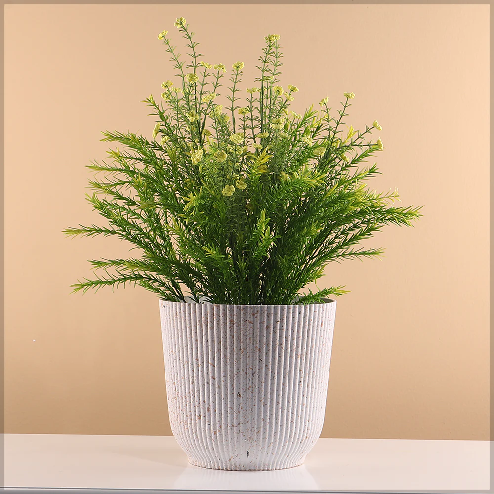 New White Modern Rib Design Plastic Pot - Image 12