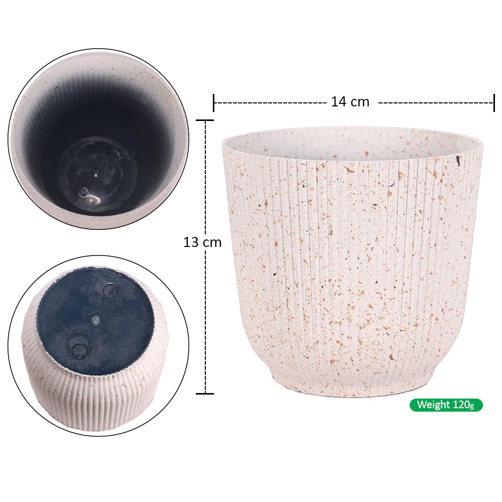 New White Modern Rib Design Plastic Pot - Image 2