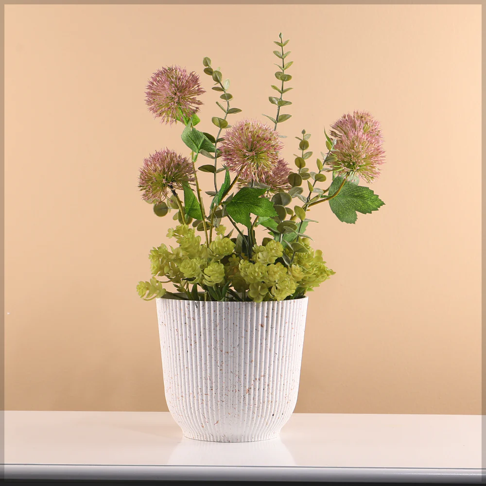 New White Modern Rib Design Plastic Pot - Image 9