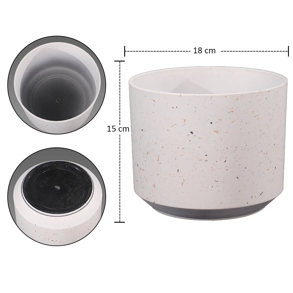 New White Round Plastic Planter Pots - Image 2