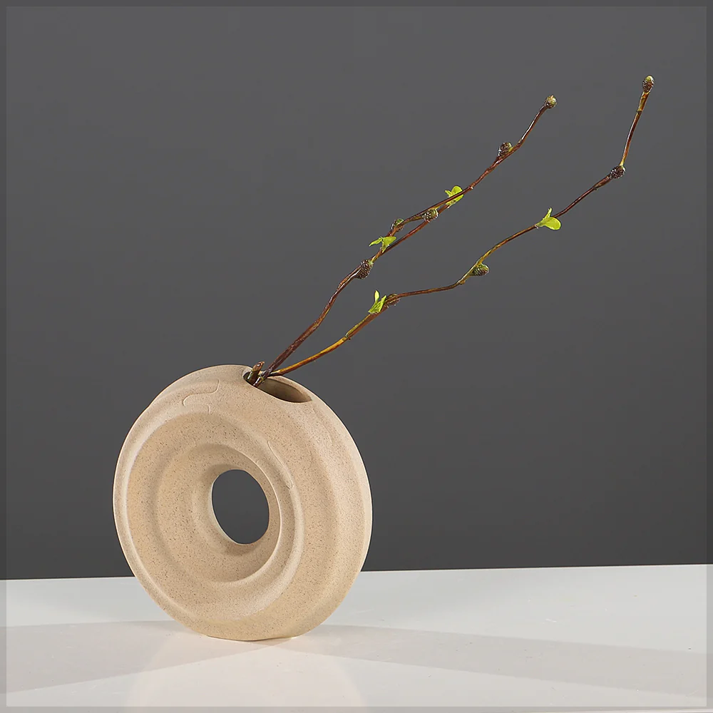 Nordic Donut-Like Ceramic Vase - Image 4