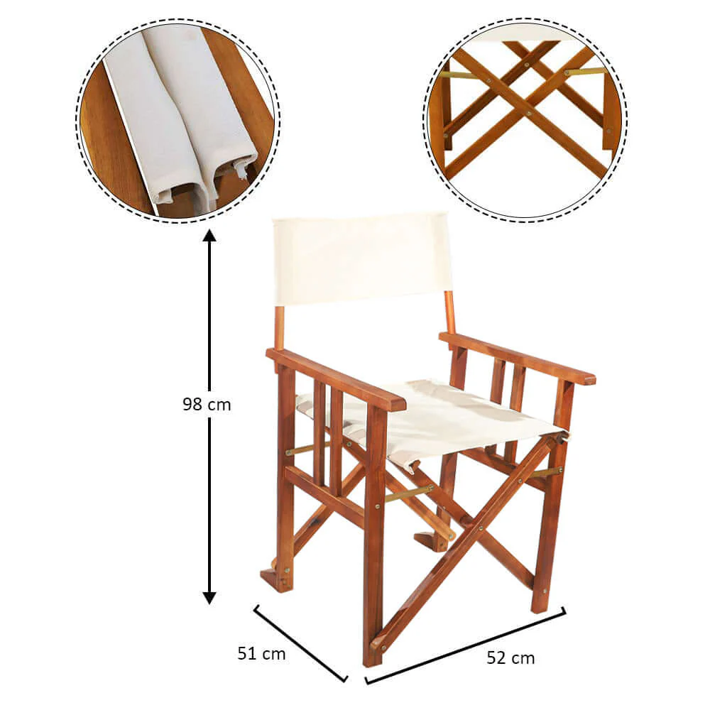 Outdoor Wood Fabric Folding Chair - Image 3