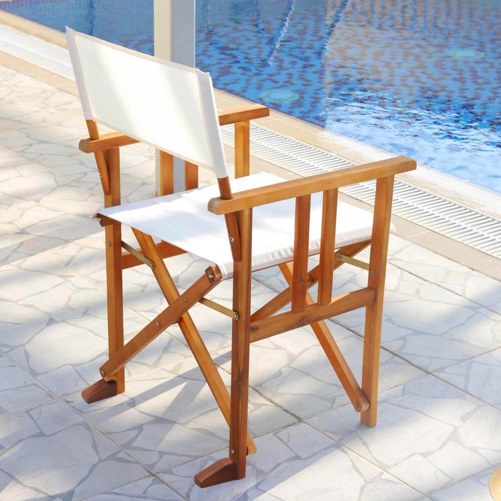 Outdoor Wood Fabric Folding Chair - Image 6