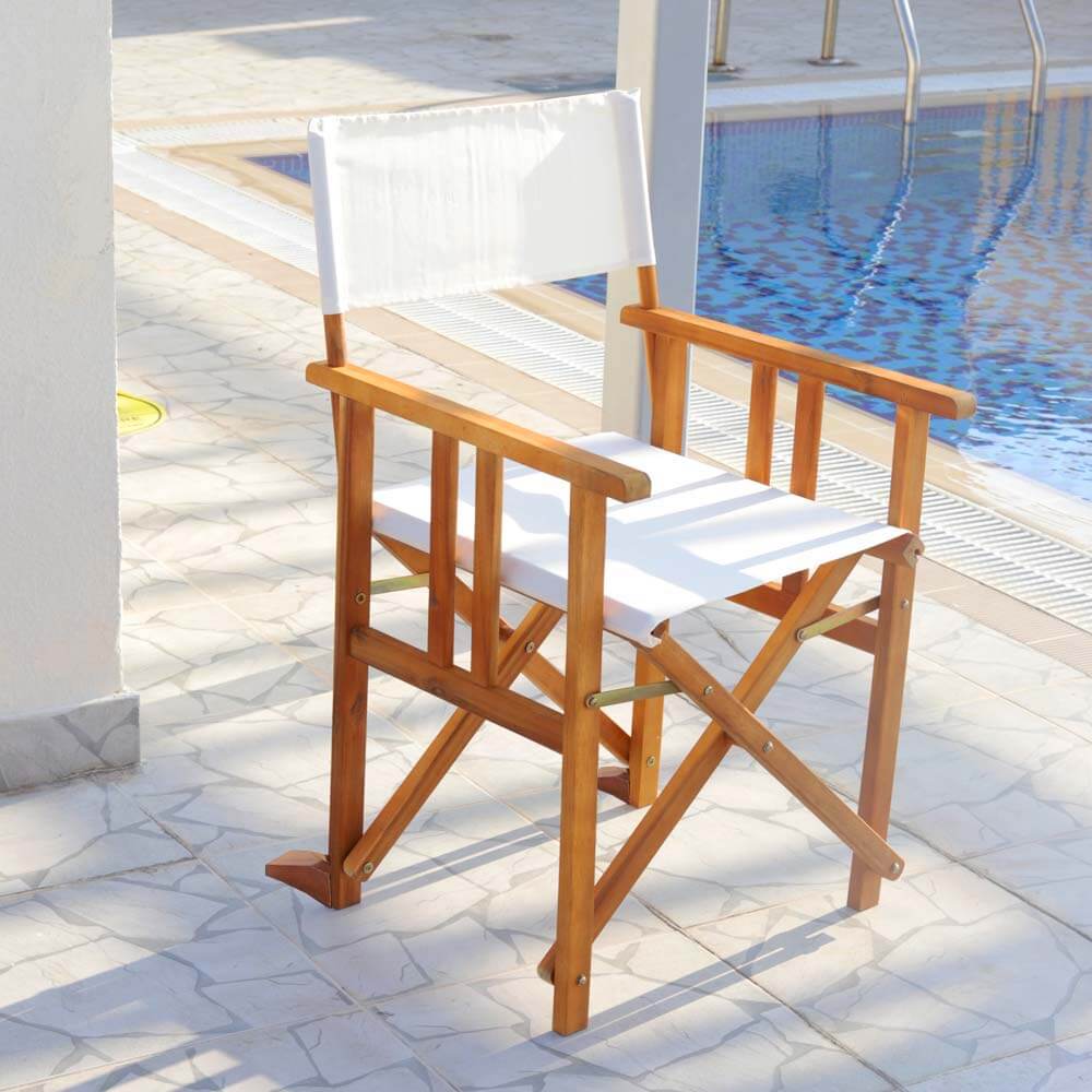Outdoor Wood Fabric Folding Chair - Image 8