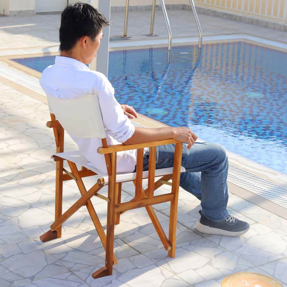 Outdoor Wood Fabric Folding Chair - Image 9