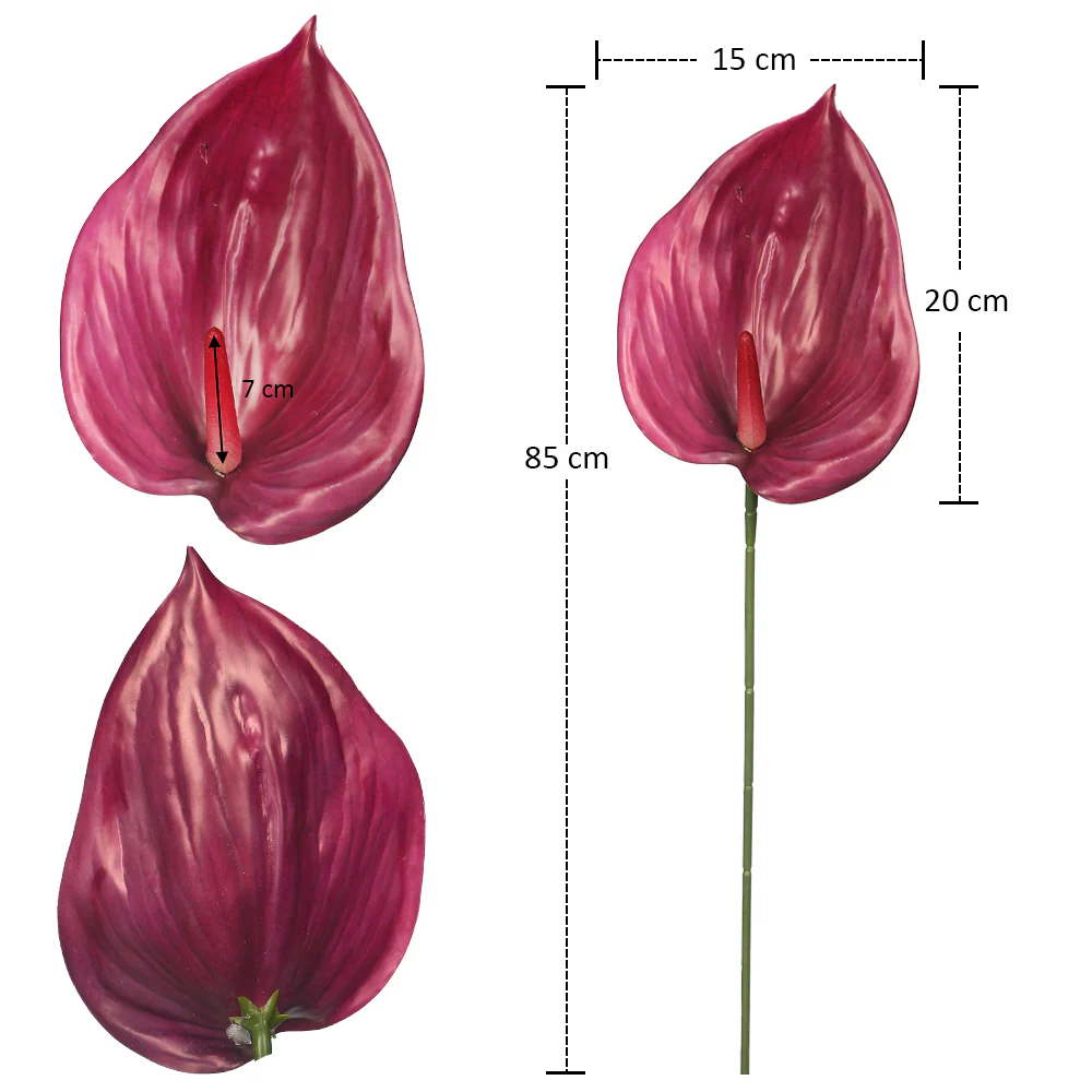 Real Touch Single Stem Artificial Anthurium Flower(without vase) - Image 8