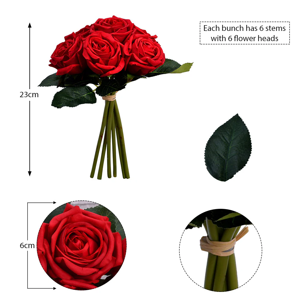 Real Touch Artificial Rose Flowers Single Bunch (without vase) - Image 3