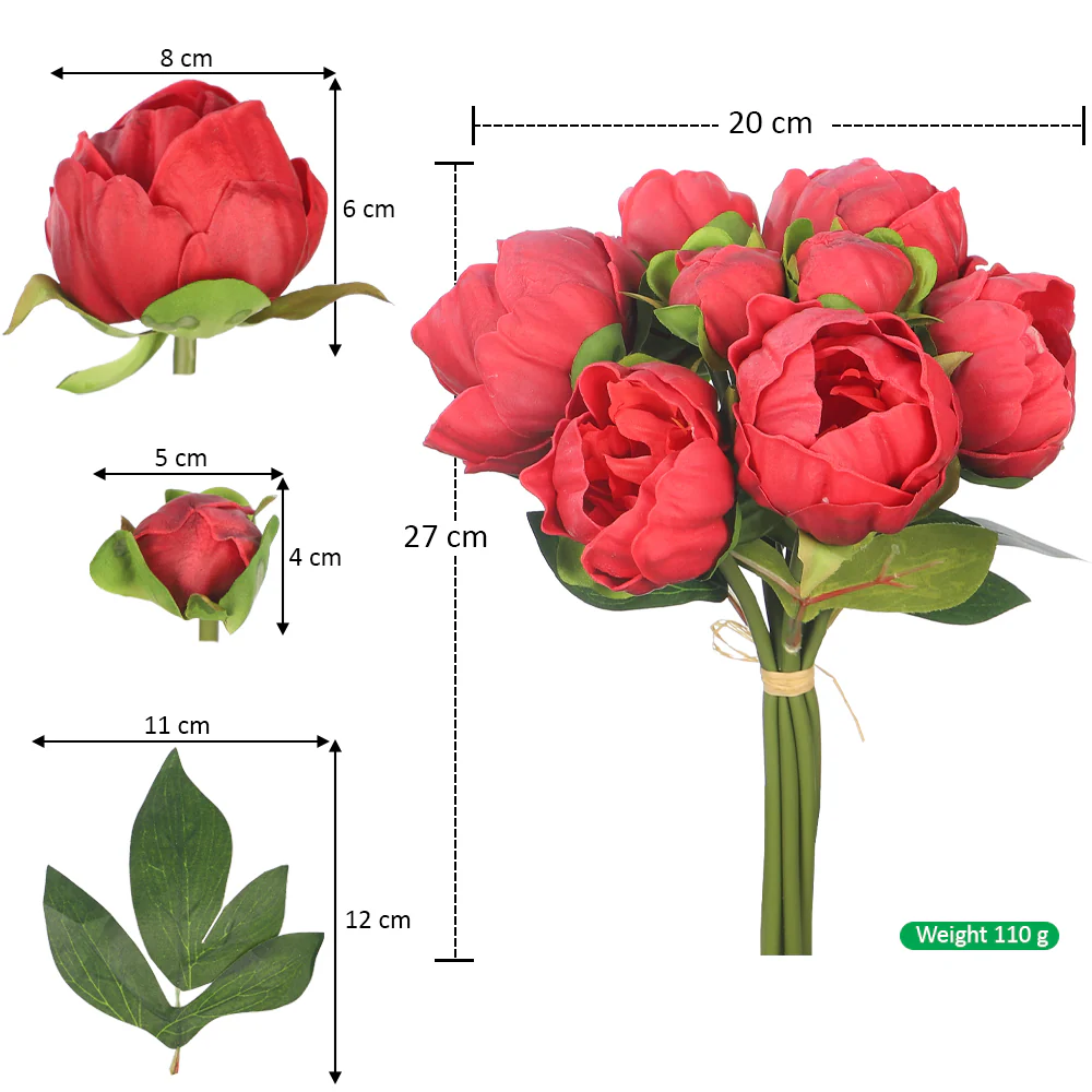 Real Touch Peony Singe Bunch (without vase) - Image 10
