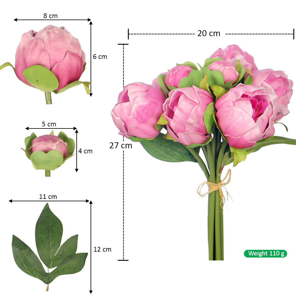 Real Touch Peony Singe Bunch (without vase) - Image 14