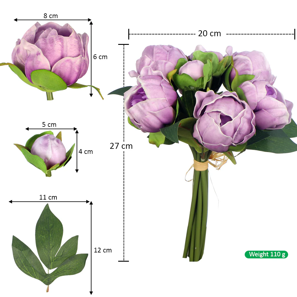 Real Touch Peony Singe Bunch (without vase) - Image 18