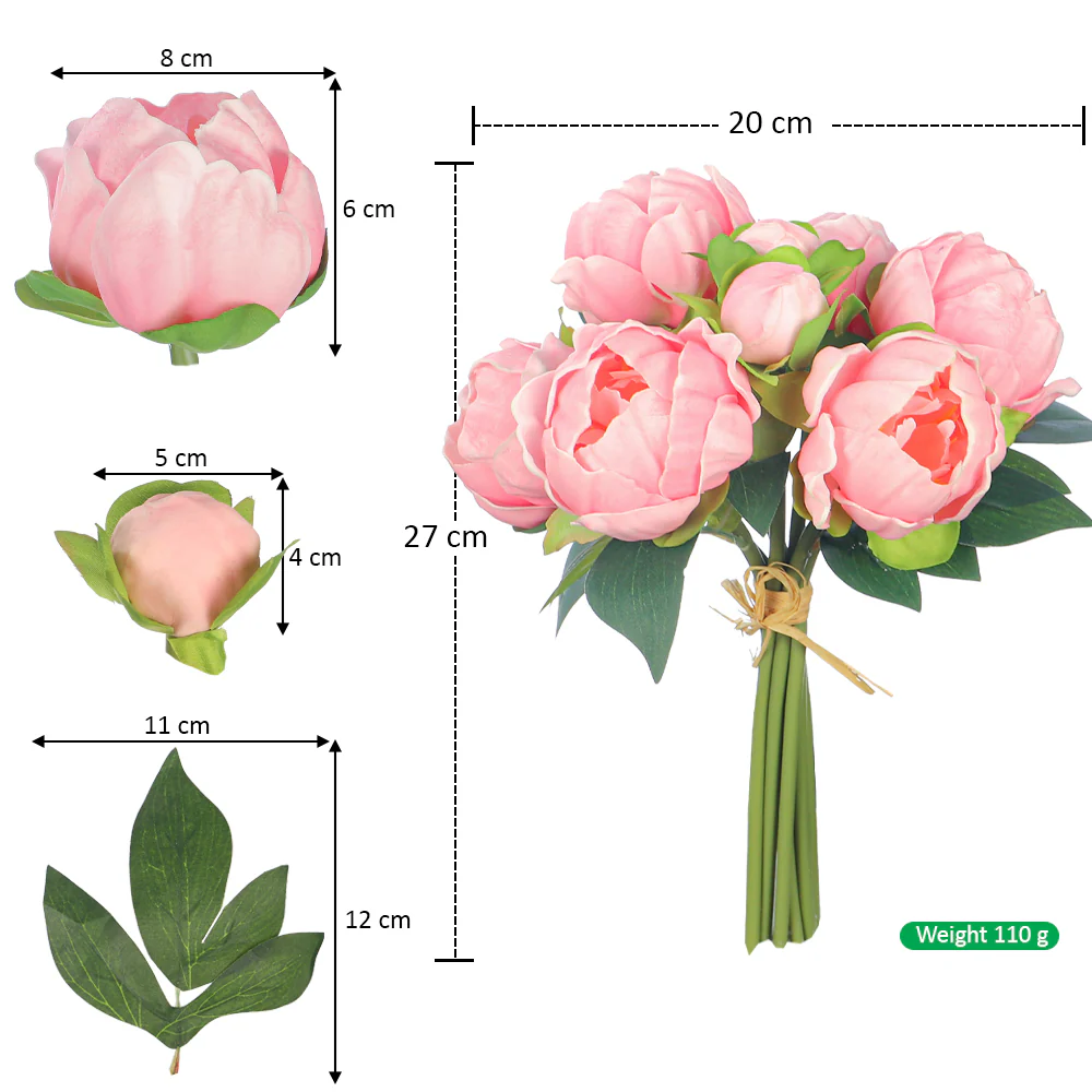 Real Touch Peony Singe Bunch (without vase) - Image 22