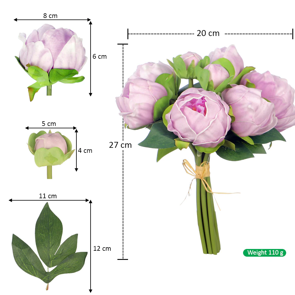 Real Touch Peony Singe Bunch (without vase) - Image 6