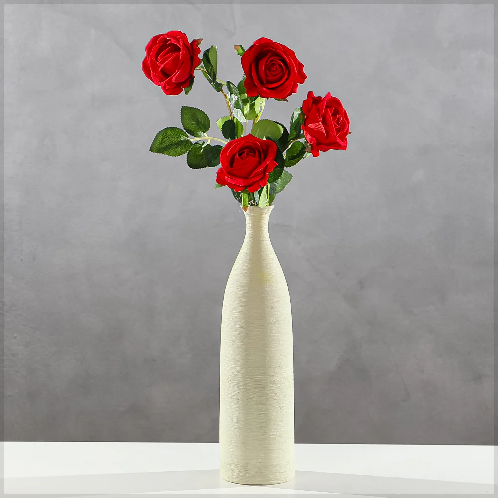 Realistic Faux Single Rose Stem Flower(without vase) - Image 7